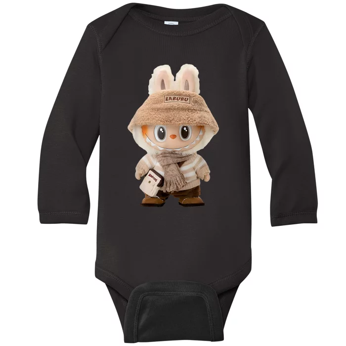 Cute Labubu Classic Pose Fun Labubu Lover Gifts Baby Long Sleeve Bodysuit