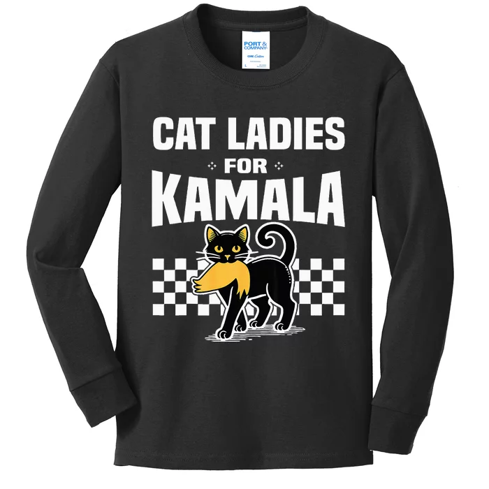 Cat Ladies Cat Lettering Positive Kids Long Sleeve Shirt