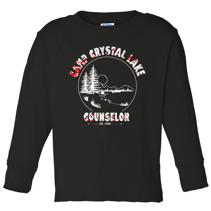 Crystal Lake Camp Counselor Costume Halloween Horror Blood Toddler Long Sleeve Shirt