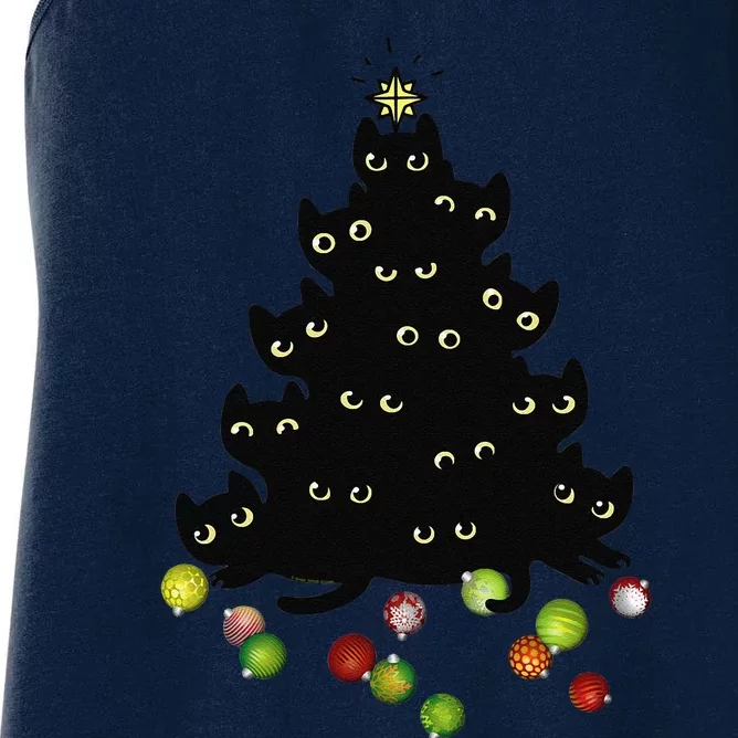 Cat Lovers Cute And Funny Holiday Tree Christmas Women's Racerback Tank