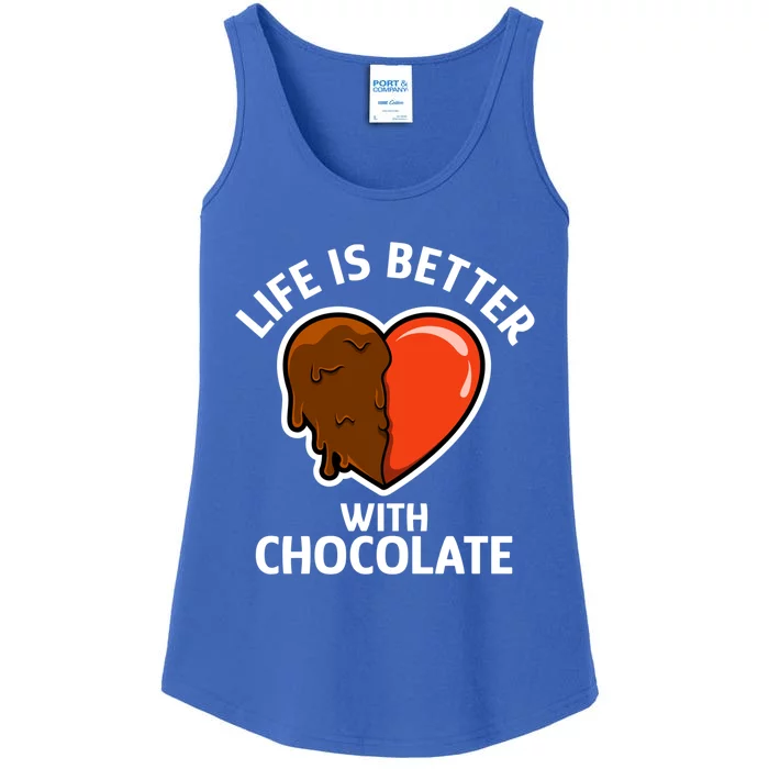 Chocolate Lover Cute Quote Life With Chocolate Gift Ladies Essential Tank