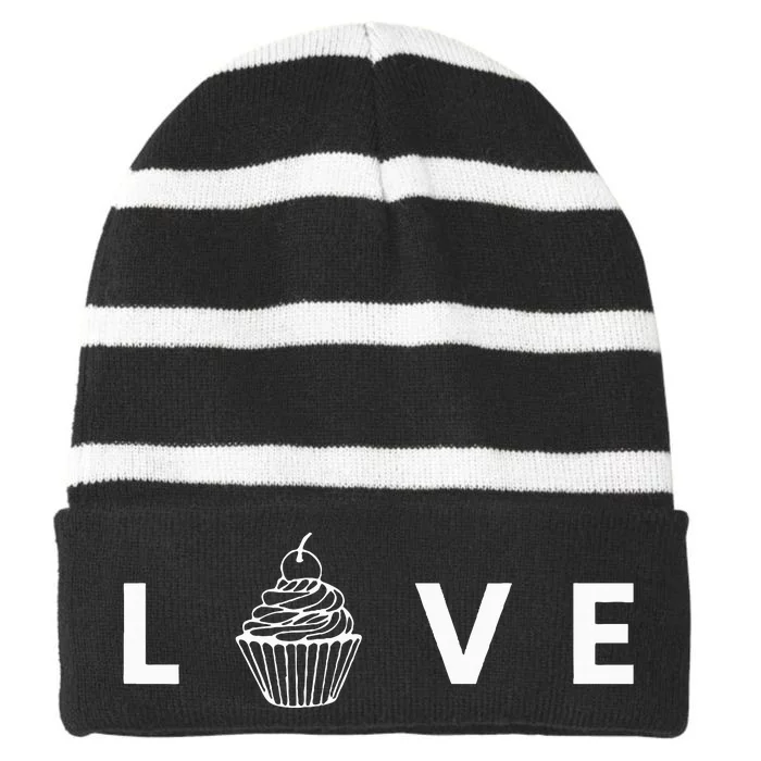 Cupcake Love Striped Beanie with Solid Band