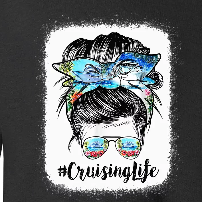 Cruising Life Cruise Messy Bun Hair Sunglasses Mom Toddler Sweatshirt