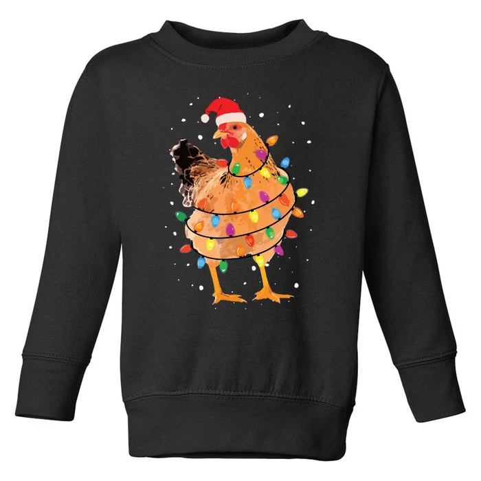 Christmas Lights Chicken Shirts Santa Funny Xmas Tree Chicken Toddler Sweatshirt