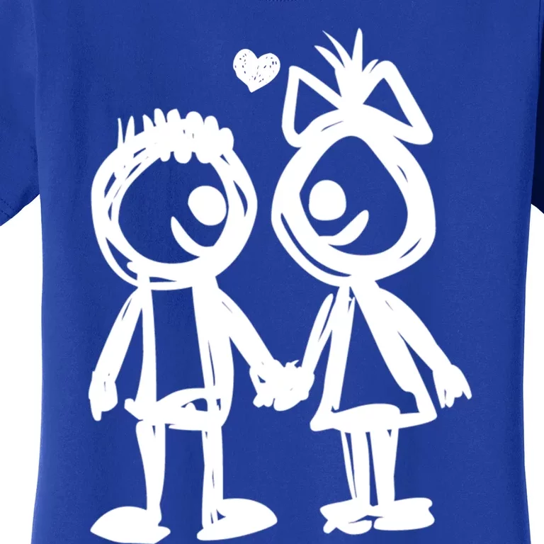 Cute Little Couple Drawing Line Art Valentine's Day Gift Great Gift Women's T-Shirt