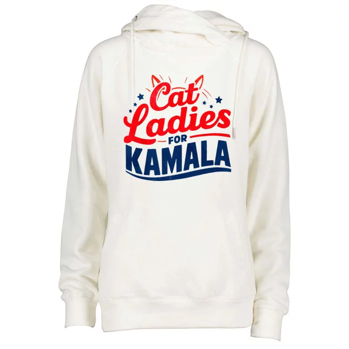 Cat Ladies Cat Lettering Positive Womens Funnel Neck Pullover Hood