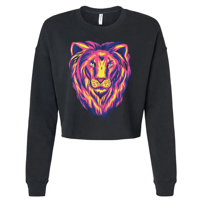 Colorful Lion Cropped Pullover Crew