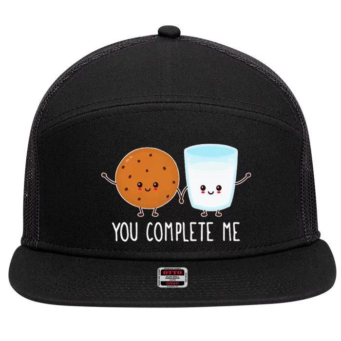 Cute Love Cookie And Milk You Complete Me 7 Panel Mesh Trucker Snapback Hat