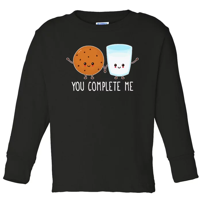 Cute Love Cookie And Milk You Complete Me Toddler Long Sleeve Shirt