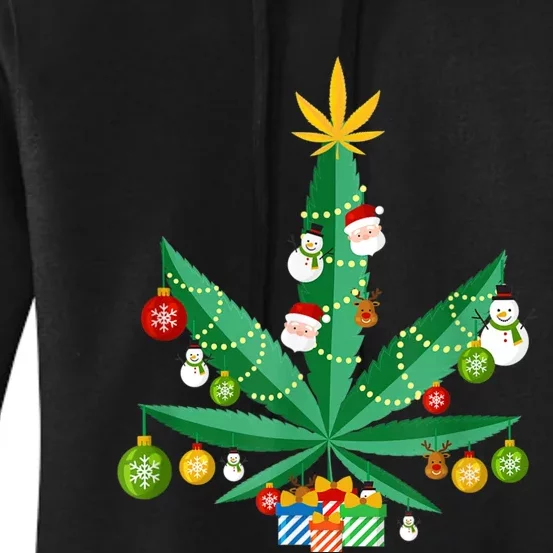 Cannabis Leaf Christmas Tree Women's Pullover Hoodie