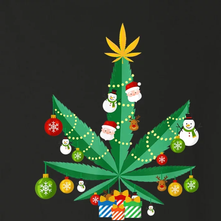 Cannabis Leaf Christmas Tree Toddler Long Sleeve Shirt