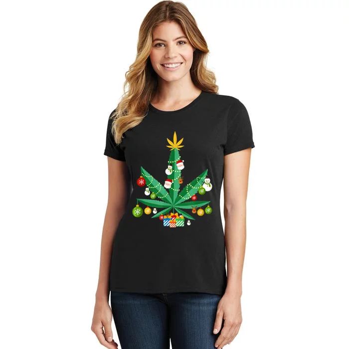 Cannabis Leaf Christmas Tree Women's T-Shirt