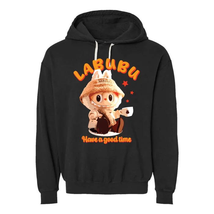 Cute Labubu Classic Pose Funny Labubu Garment-Dyed Fleece Hoodie