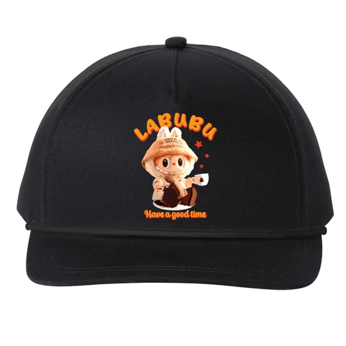 Cute Labubu Classic Pose Funny Labubu Snapback Five-Panel Rope Hat