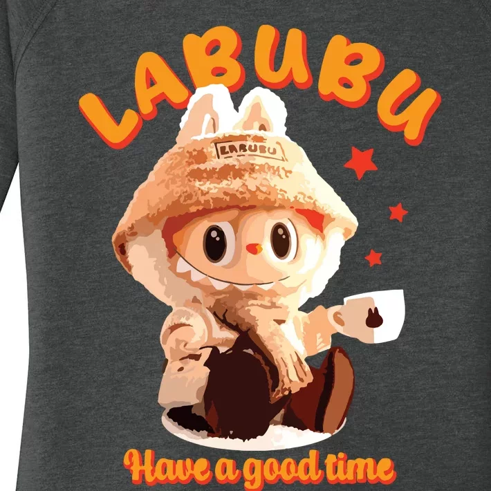 Cute Labubu Classic Pose Funny Labubu Women's Perfect Tri Tunic Long Sleeve Shirt