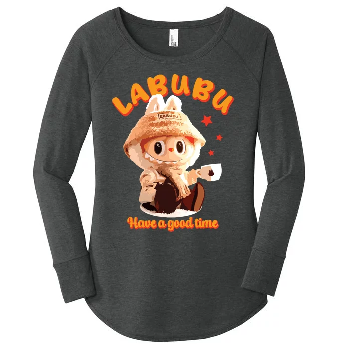 Cute Labubu Classic Pose Funny Labubu Women's Perfect Tri Tunic Long Sleeve Shirt