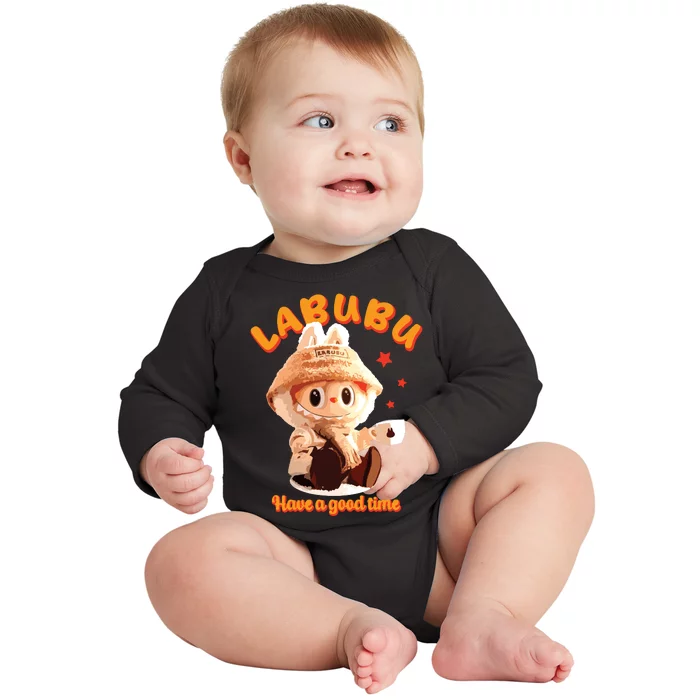 Cute Labubu Classic Pose Funny Labubu Baby Long Sleeve Bodysuit