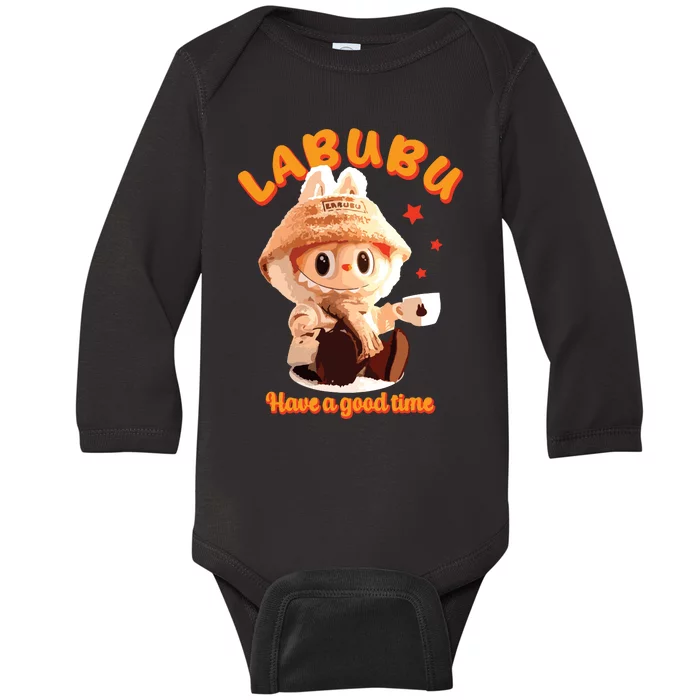 Cute Labubu Classic Pose Funny Labubu Baby Long Sleeve Bodysuit