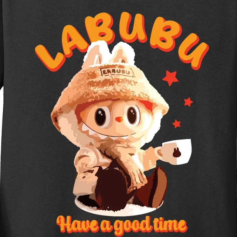 Cute Labubu Classic Pose Funny Labubu Kids Long Sleeve Shirt