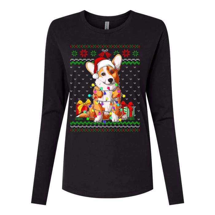 Christmas Lights Corgi Dog Lover Womens Cotton Relaxed Long Sleeve T-Shirt