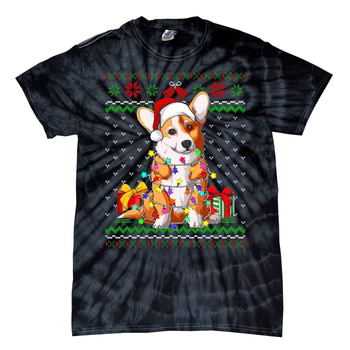 Christmas Lights Corgi Dog Lover Tie-Dye T-Shirt