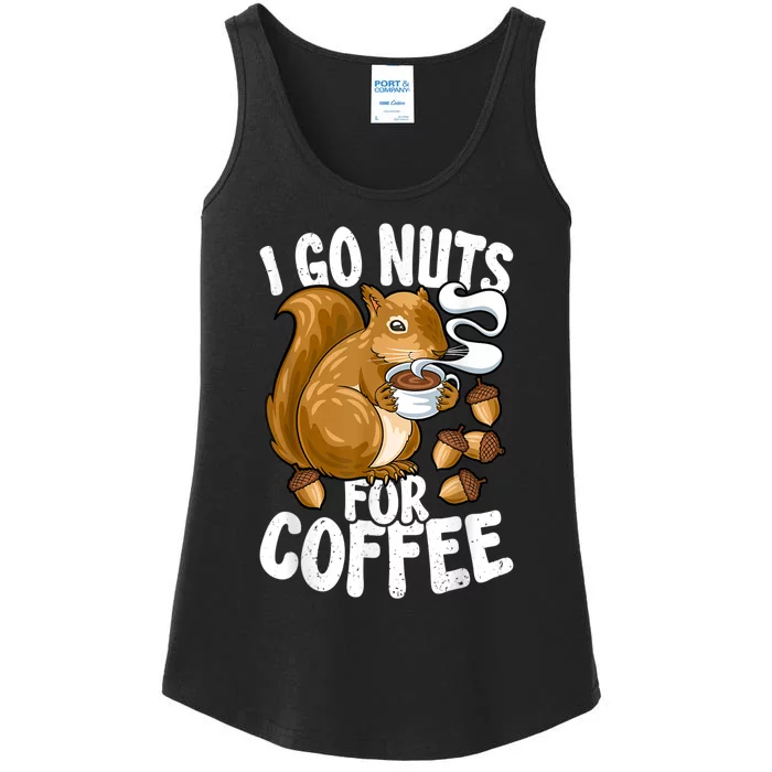 Coffee Lover, Coffee Drinker Tee, Funny Squirrel Ladies Essential Tank