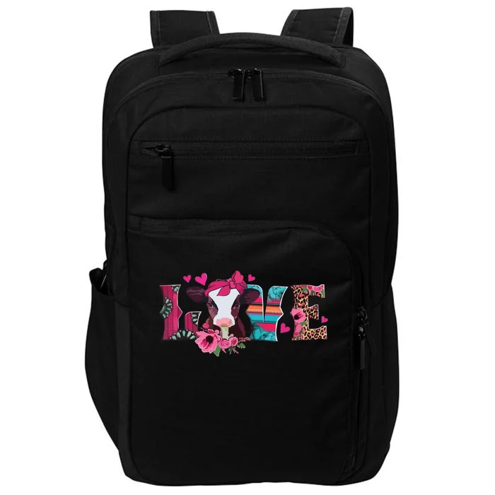 Cute Love Calf Love Cow Western Valentines Day Calf Mom Impact Tech Backpack