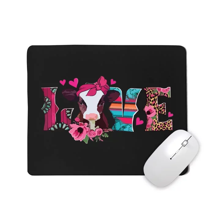 Cute Love Calf Love Cow Western Valentines Day Calf Mom Mousepad