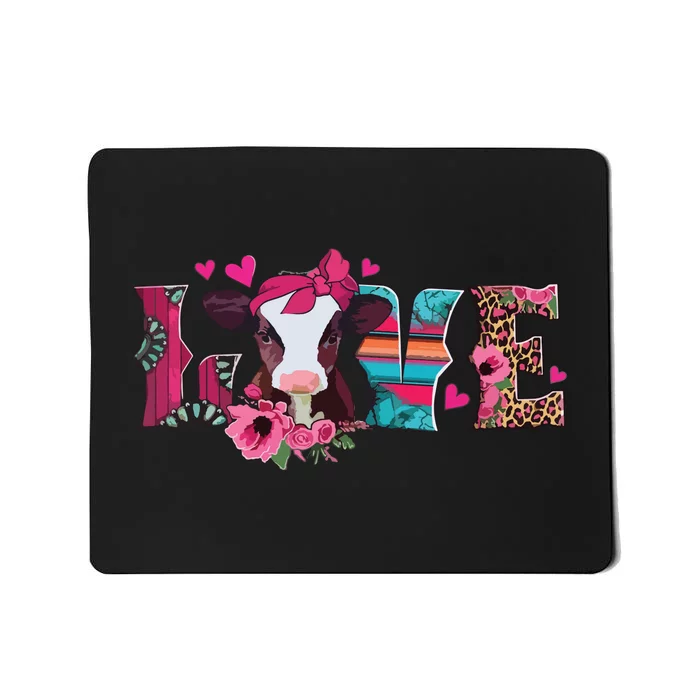 Cute Love Calf Love Cow Western Valentines Day Calf Mom Mousepad