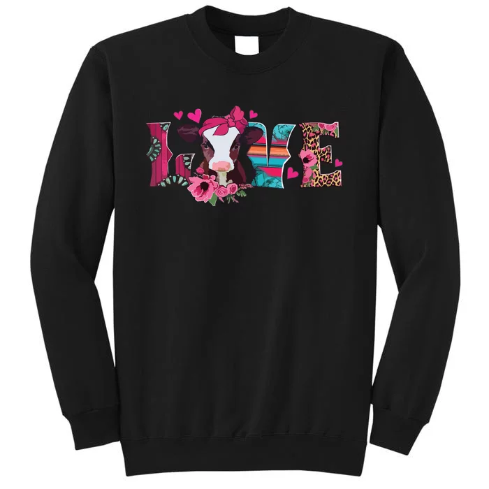 Cute Love Calf Love Cow Western Valentines Day Calf Mom Tall Sweatshirt