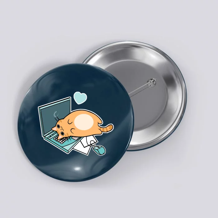 Cute Laptop Cat Button