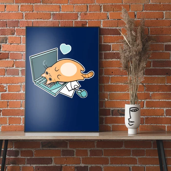 Cute Laptop Cat Poster