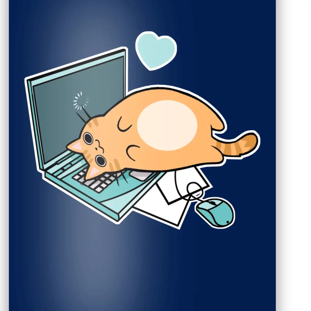 Cute Laptop Cat Poster