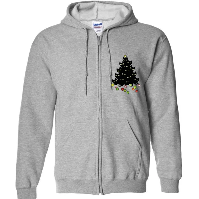 Cat Lovers Cute And Funny Holiday Tree Christmas Gift Full Zip Hoodie