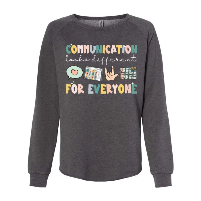 Communication Looks Different For Everyone Autism Awareness Womens California Wash Sweatshirt