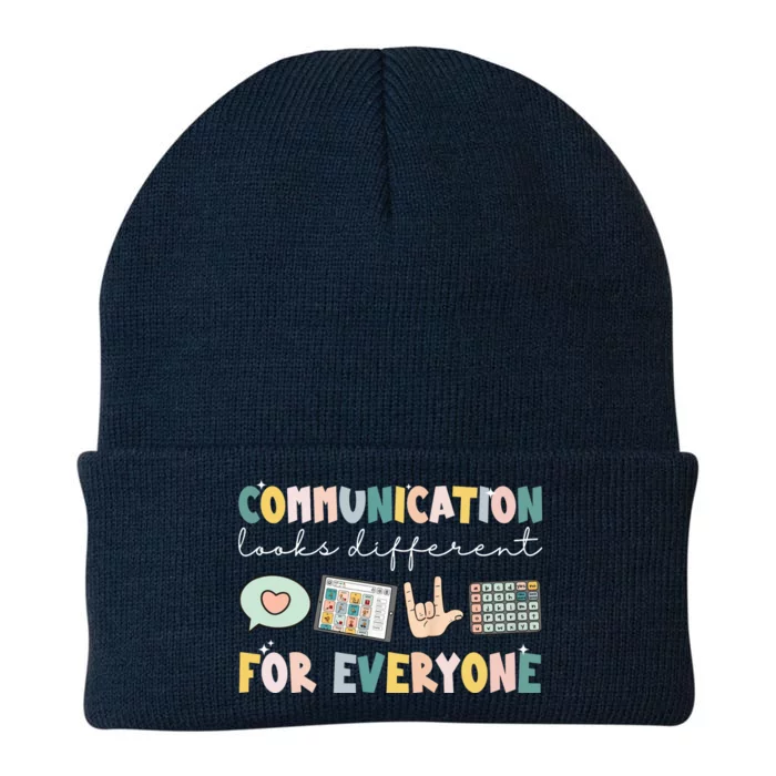 Communication Looks Different For Everyone Autism Awareness Knit Cap Winter Beanie