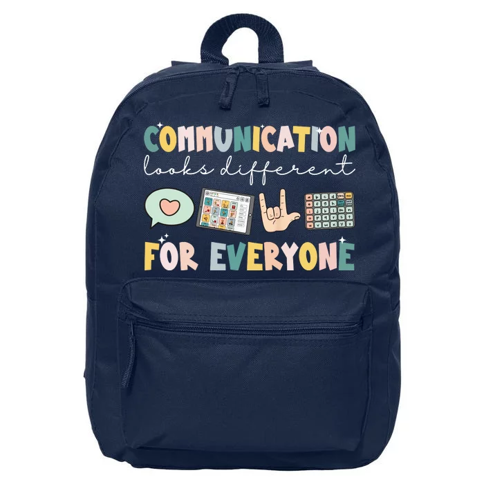 Communication Looks Different For Everyone Autism Awareness 16 in Basic Backpack