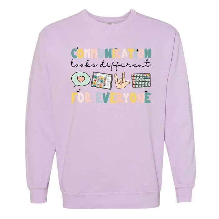 Communication Looks Different For Everyone Autism Awareness Garment-Dyed Sweatshirt