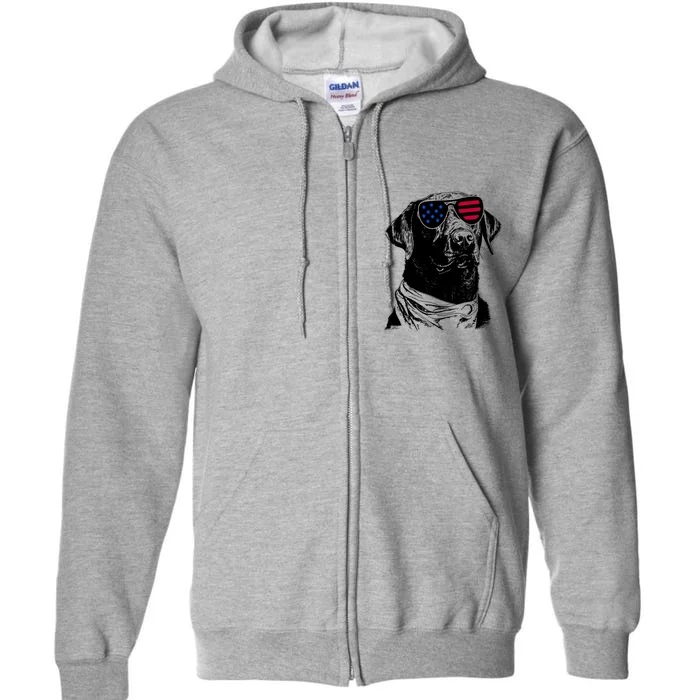 Chocolate Labrador Dog 4th July America Usa Flag Cool Gift Full Zip Hoodie