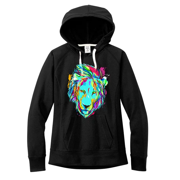 Colorful Lion Design Women's Fleece Hoodie