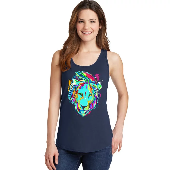 Colorful Lion Design Ladies Essential Tank