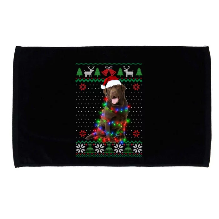 Chocolate Lab Dog Ugly Sweater Christmas Puppy Dog Lover Gift Microfiber Hand Towel