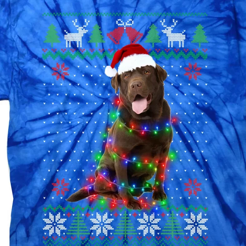 Chocolate Lab Dog Ugly Sweater Christmas Puppy Dog Lover Gift Tie-Dye T-Shirt