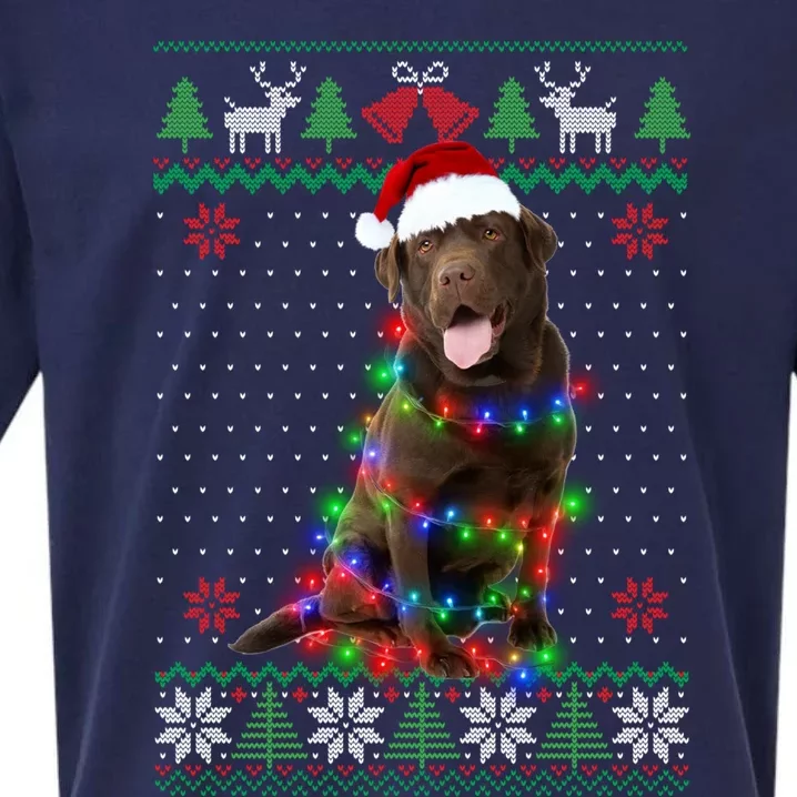 Chocolate Lab Dog Ugly Sweater Christmas Puppy Dog Lover Gift Sueded Cloud Jersey T-Shirt