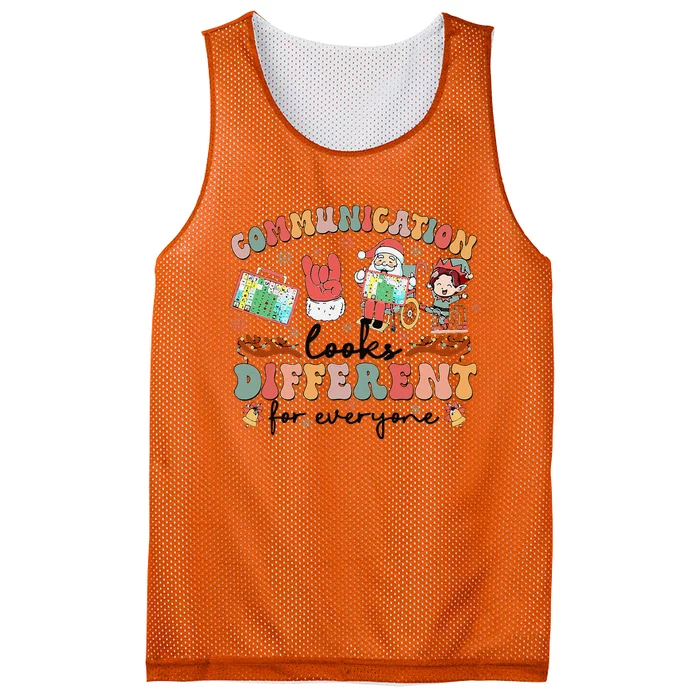 Communication Looks Different For Everyone Slp Christmas Mesh Reversible Basketball Jersey Tank