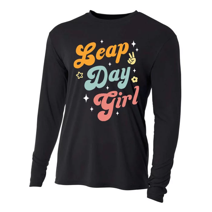 Cute Leap Day Girl Feb 29th Birthday Leap Day February 29 Cooling Performance Long Sleeve Crew