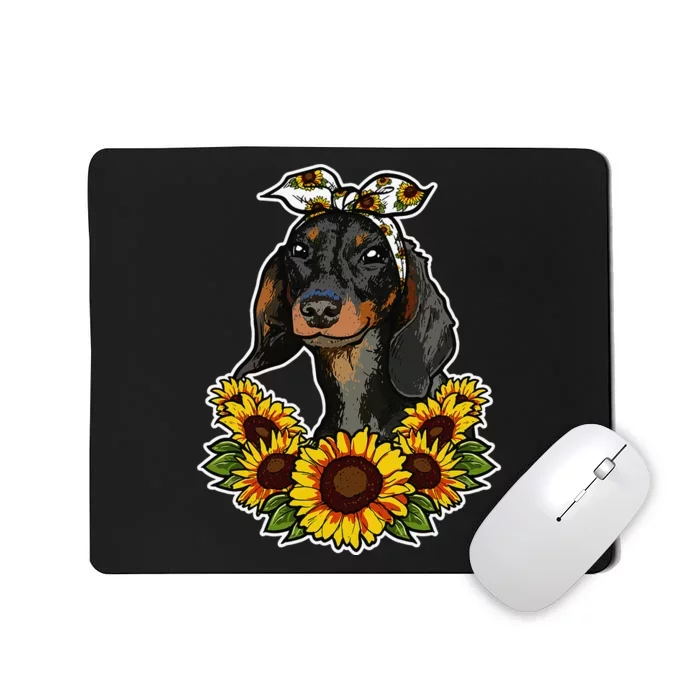 Cute Love Dog Gift Sunflower Decor Dachshund Mousepad