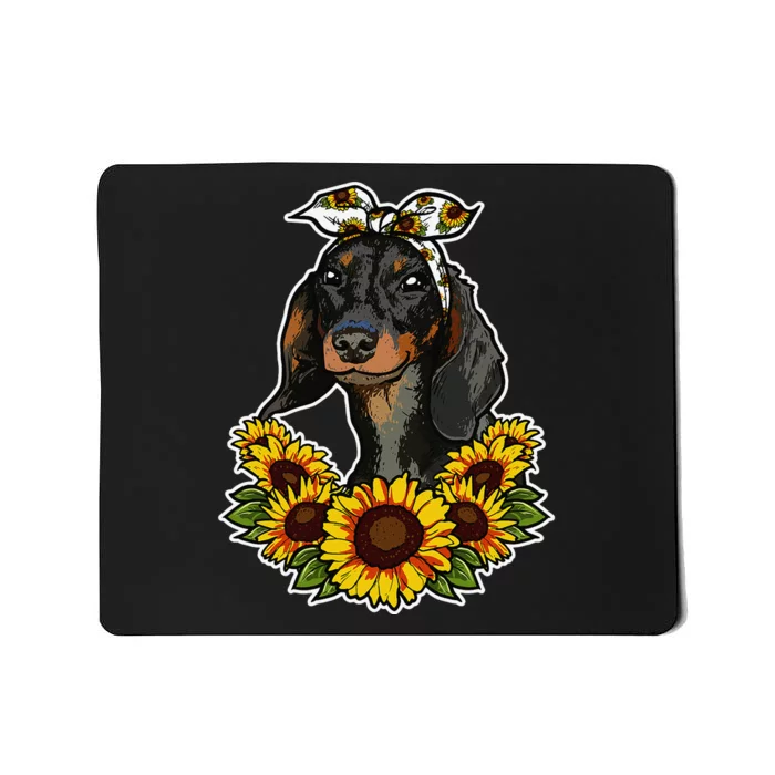 Cute Love Dog Gift Sunflower Decor Dachshund Mousepad