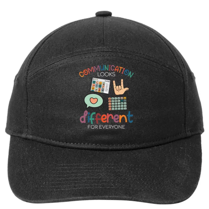 Communication Looks Different For Everyone Autism Awareness 7-Panel Snapback Hat