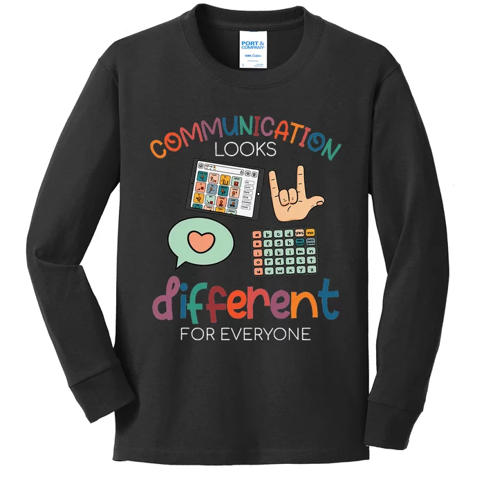 Communication Looks Different For Everyone Autism Awareness Kids Long Sleeve Shirt